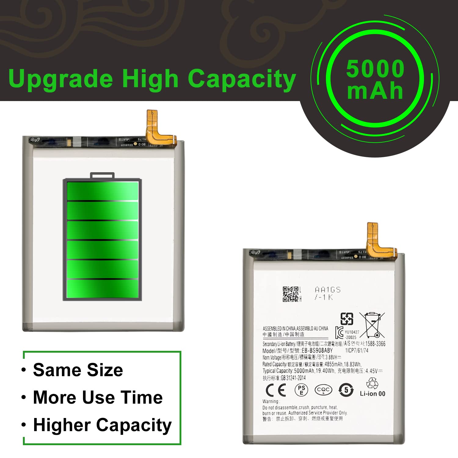 Amazon.com: 5000mAh for Samsung Galaxy S22 Ultra 5GReplacement